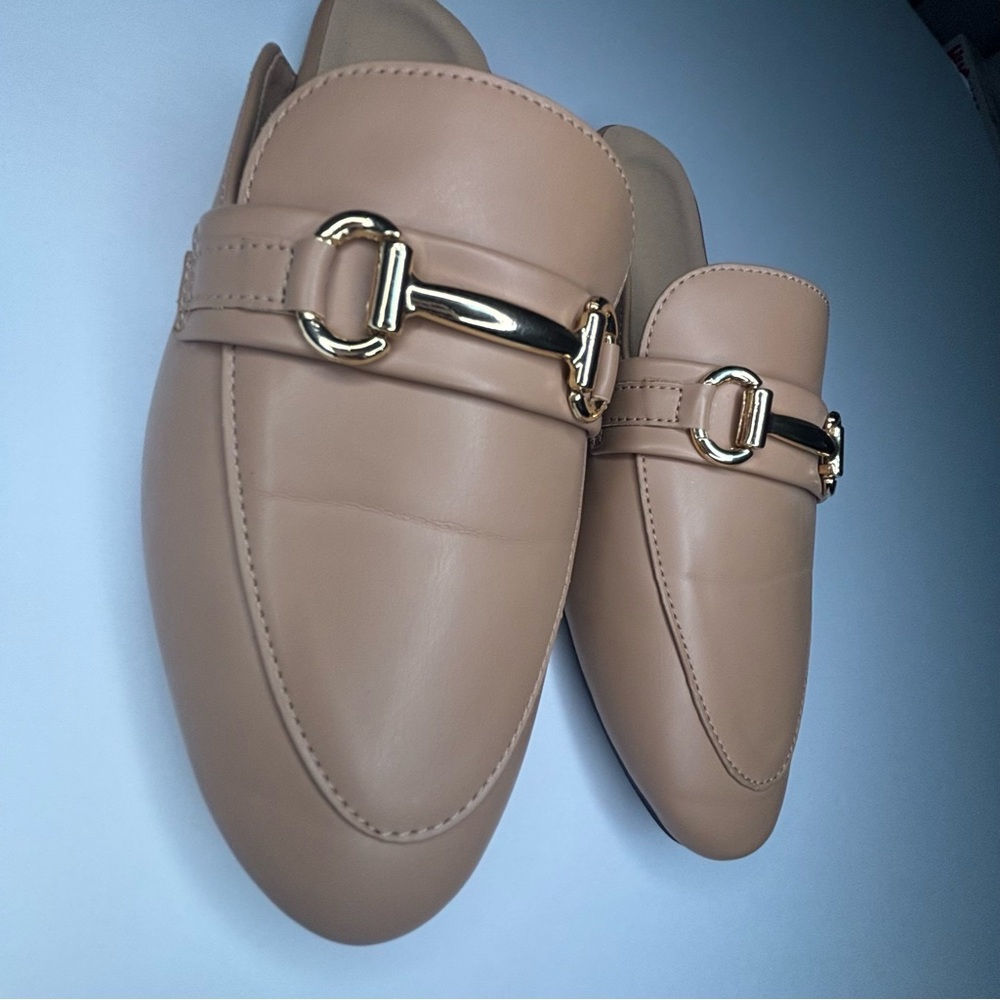 SHEIN Tan Loafers with Gold Buckle - Picture 2 of 4